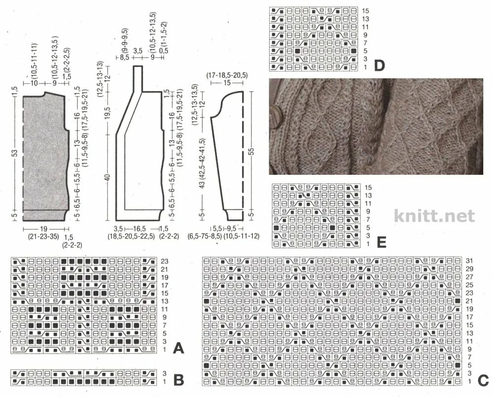Схемы простых узоров кардигана