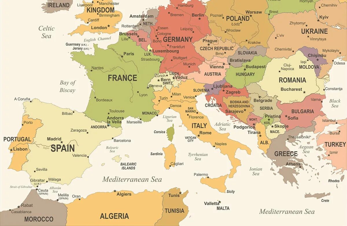 Europa de. Mapa d’ Europa. Mappa d'Europa. Europa font Spain.