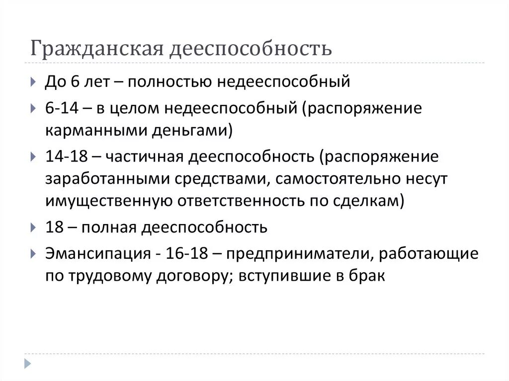 Определение понятия Гражданская дееспособность. Уровни гражданской дееспособности таблица. Характеристика гражданской дееспособности. Гражданская дееспособность несовершеннолетних таблица.