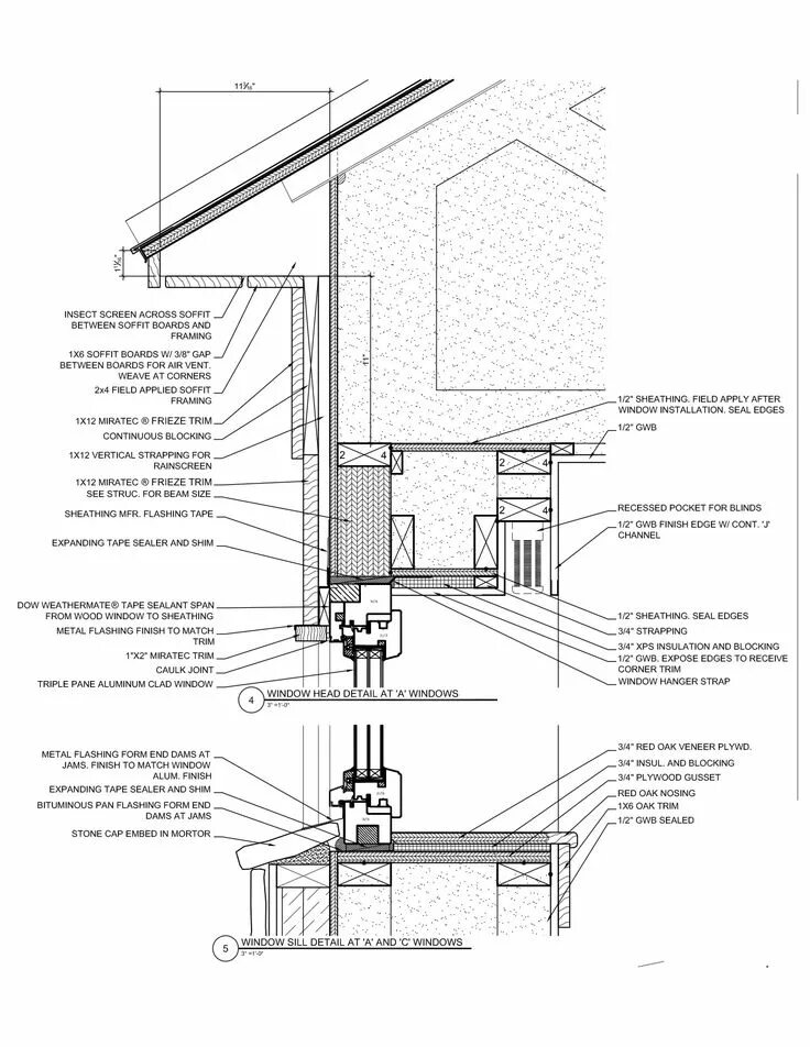 Windows construction. Detail. Sill pan flashing. Air sealing sill plates and rim joints. Windows construction.