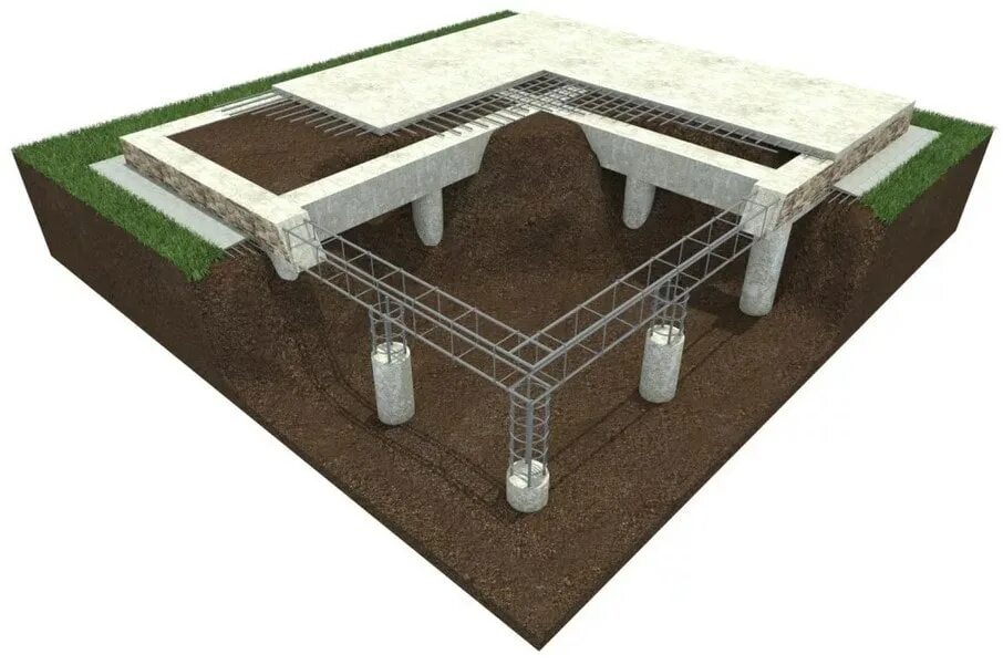 Фундаментная плита ростверка