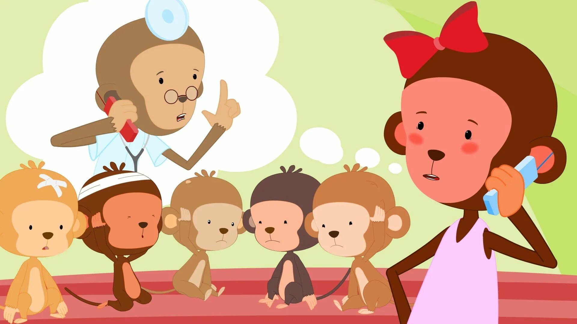 Five monkeys jumping on the bed. 5 little monkeys. five little mommy. five little monkeys jumping on the bed. one little monkey.