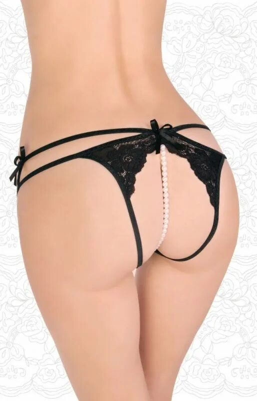 Тонг 2406 softline. Женские мини стринги. Стринги с бусинками. Черные кружевные стринги. Flirton стринги черные (50-52).