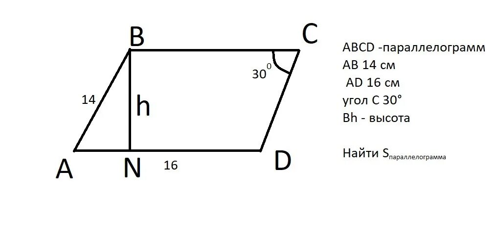 Как найти высоту параллелограмма зная стороны. Площадь параллелограмма ABCD. Как найти высоту параллелограм. Найдите высоту параллелограмма. Нахождение площади параллелограмма с высотой.