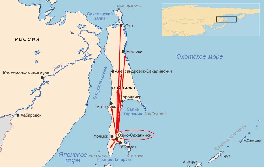 Какая длина сахалина. Остров Южный Сахалин на карте России. Полуостров Сахалин на карте. Остров Сахалин Южно Сахалинск на карте. Остров Сахалин схема.