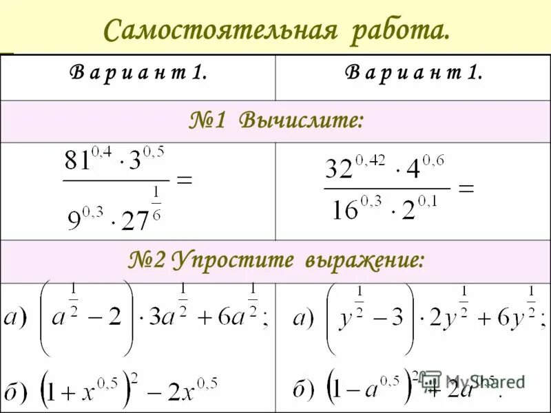 Калькулятор упрощения выражений со степенями