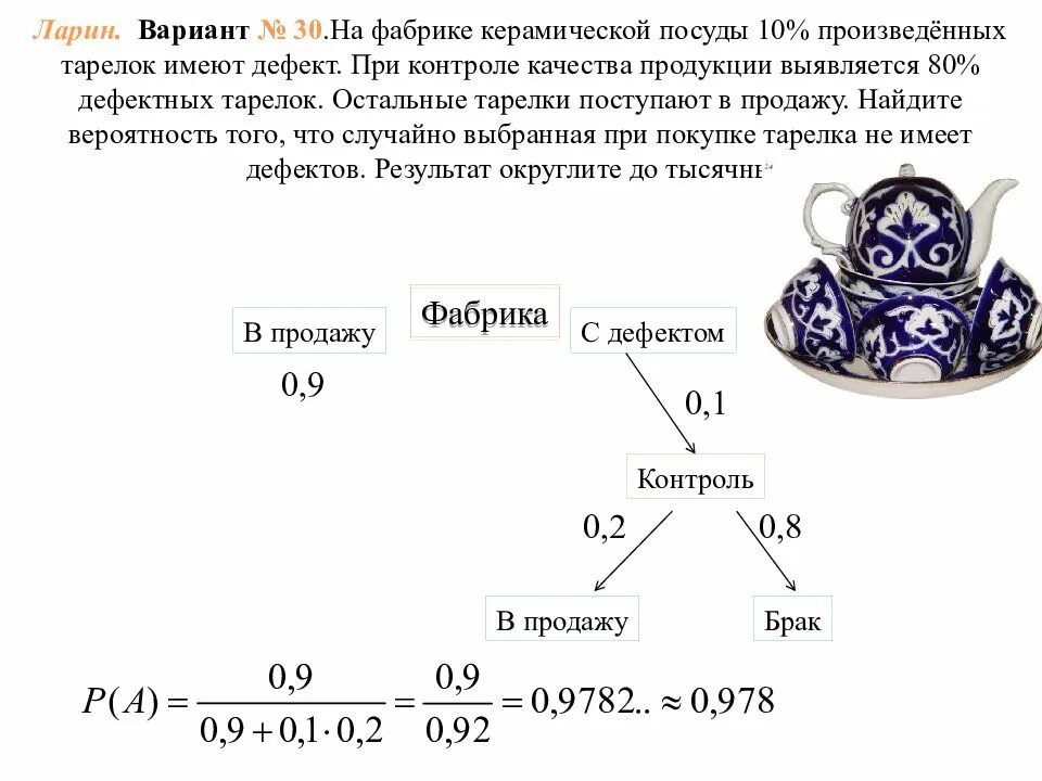 Тарелки теория вероятности