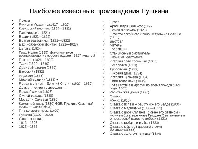Список i список ii список iii. Произведения пушкина список. пушкин произведения список известные. названия произведений пушкина. известные произведения пушкина.