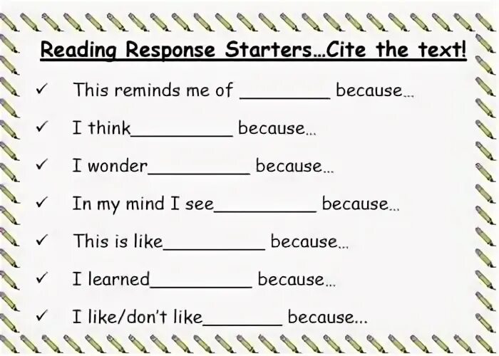 Response read. Reading activity assignment.