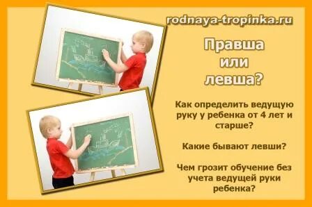 Признаки левши и правши