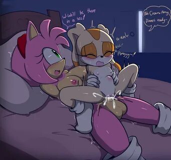 duplichance, amy rose, cream the rabbit, sonic (series), bed, bulge, cum, c...