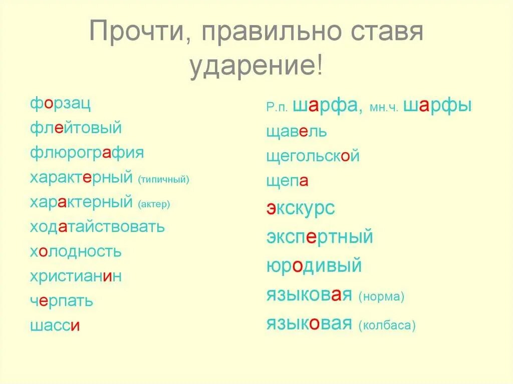 Ударение в словах кухонная черпая звонит шарфы