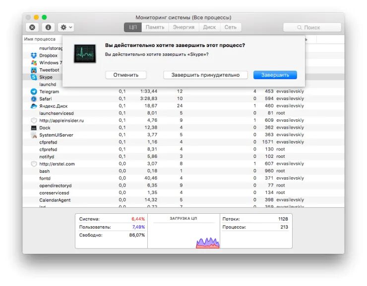 Как принудительно завершить программу на mac. Мониторинг системы mac os. диспетчер задач на мак. мониторинг системы mac горячие кнопки. диспетчер задач на макбуке горячие клавиши.