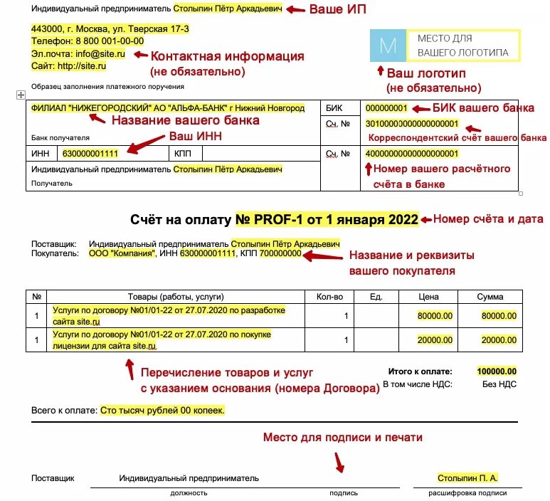 Счет на оплату ИП образец заполнения. Пример заполнения счета на оплату для ИП образец. Как выставить счет ИП. Пример счета на оплату от ИП без НДС. Счет выставлен раньше