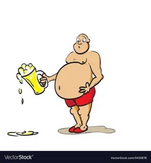 Beer belly man a glass in his hand vector image on VectorStock.