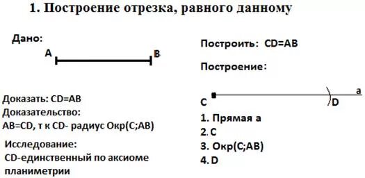Построение отрезка равного данному 7 класс. Построение отрезка. построение отрезка равного данному с помощью циркуля.