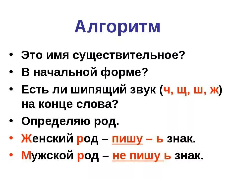 Слова на ж с мягким знаком. Мягкий знак на конце существительных после шипящих алгоритм. Правописание существительных после шипящих ж, ч, ш,. Мягкий знак после шипящих на конце существительных женского рода. Правописание имен существительных с шипящими на конце.