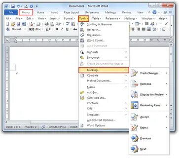 Пункты меню ms word