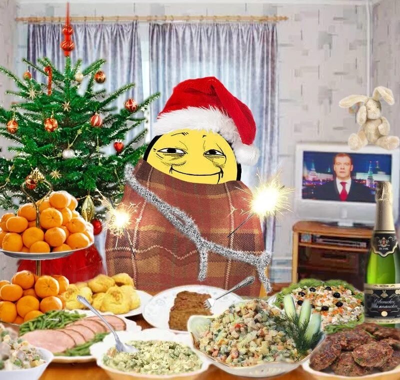 Приколы про новогодний стол. Йоба новый год. прикольный новогодний стол. новогодние мемы. новогодний стол мем.