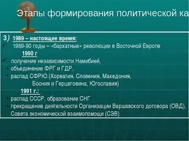 История формирования политической карты региона. Этапы изменения политической карты.