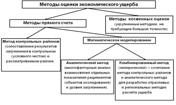 Классификация методов оценки ущерба. Методы оценки ущерба от загрязнения окружающей среды. Методы оценки экономического ущерба. Методы определения экологического ущерба. Методики исчисления вреда окружающей среде