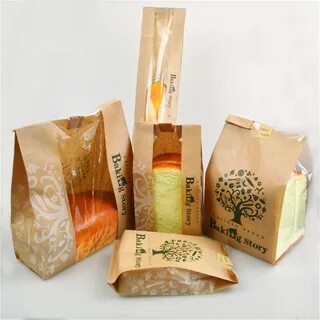 Wholesale Custom Food Grade Eco Friendly Bakery Toast Package Brown Craft Paper 