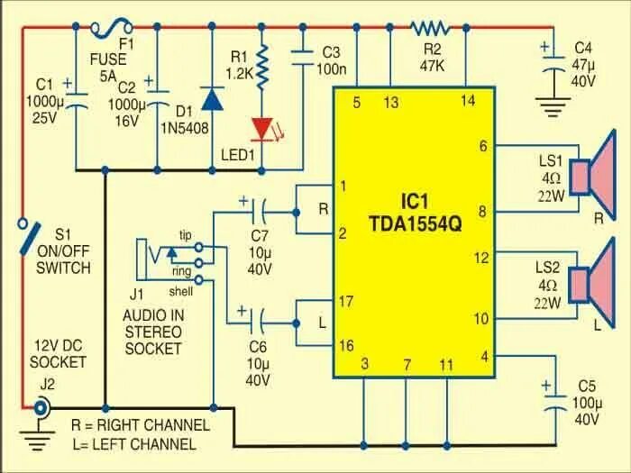 Усилитель для андроид. Tda1554q даташит. усилитель на tda1554. tda1554q схема усилителя. tda1554q схема усилителя и печатная плата.