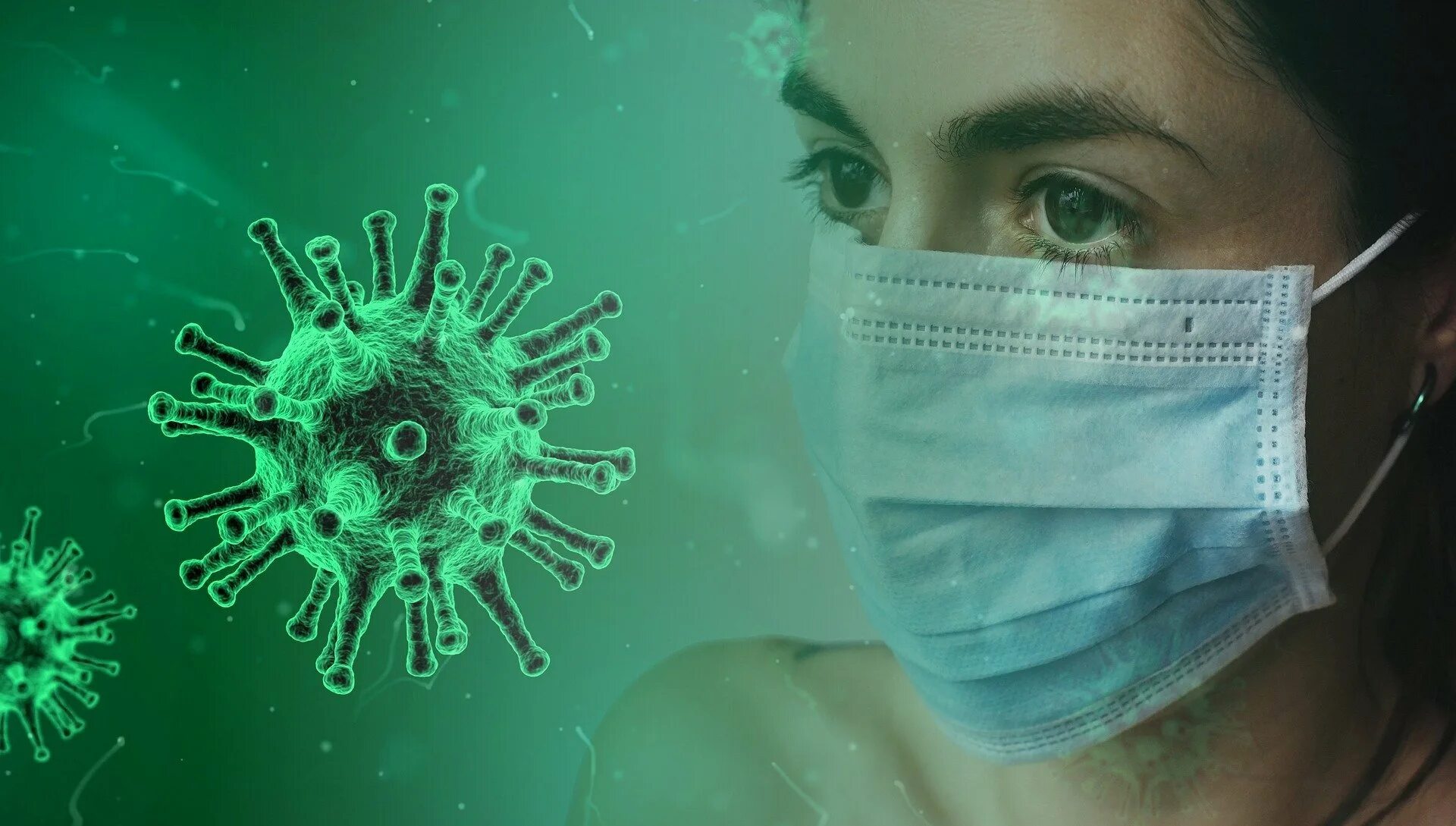 F virus. Covid-19. Грипп. Маска от вируса. Грипп фон.