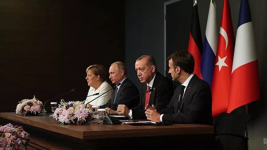 Саммит в Стамбуле. Встреча Эрдогана Путина Макрона и Меркель.