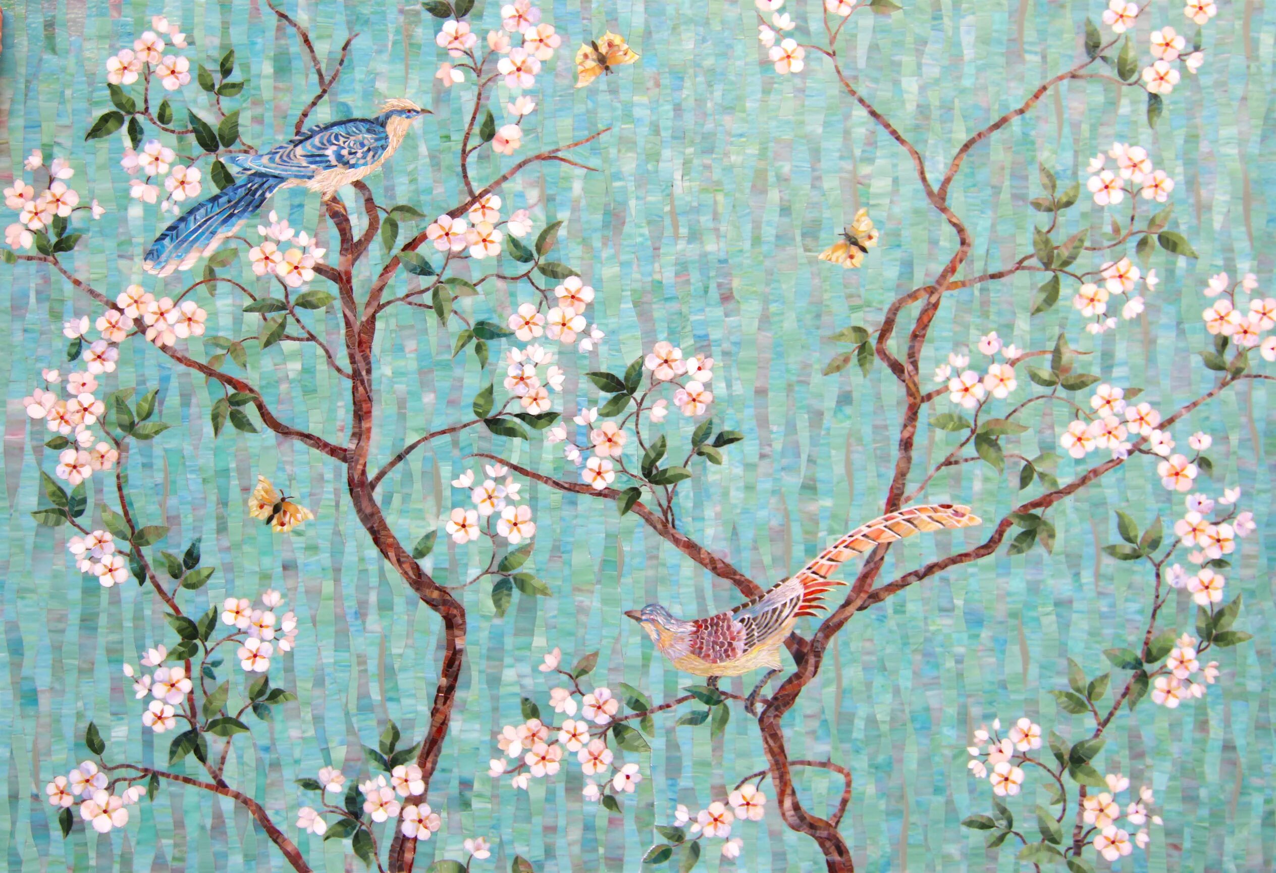 Birds theme. Панно "птицы". Обои с птицами. Мозаичное панно птички. Мозаика цветы и птицы.