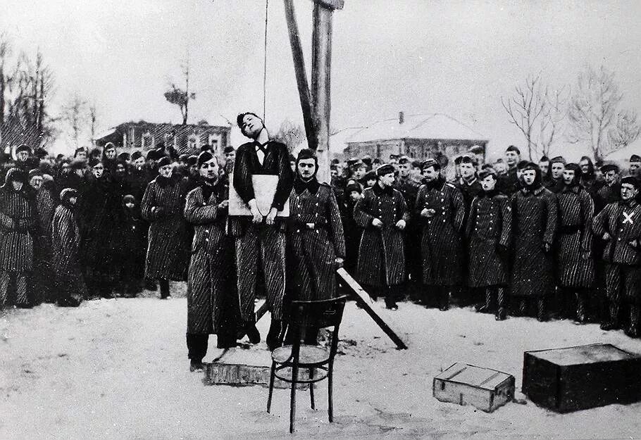 Повешенные повешены. Казнь Зои Космодемьянской в Петрищево. Подвиг Зои Космодемьянской. 1942.