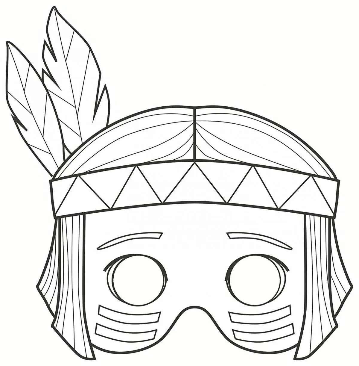 Маска раскраска. Маски индейцев. Карнавальные маски раскраски для детей. Трафарет - маска.