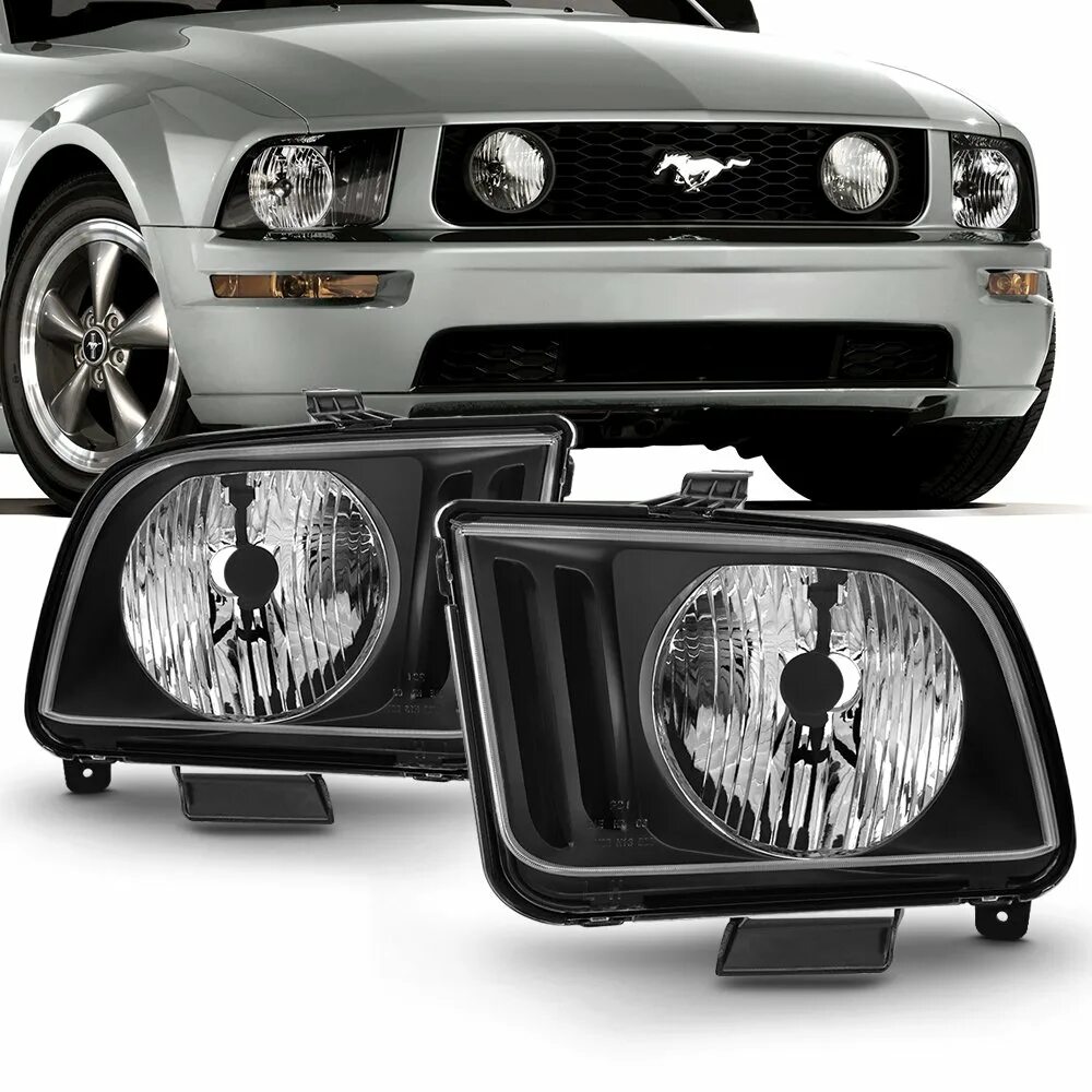 Мустанг фары. Фары передние Ford Mustang 2005-2009. Фары Форд Мустанг 2005. Ford Mustang 2005 линзы. Фары Ford Mustang 5 2004-2009.