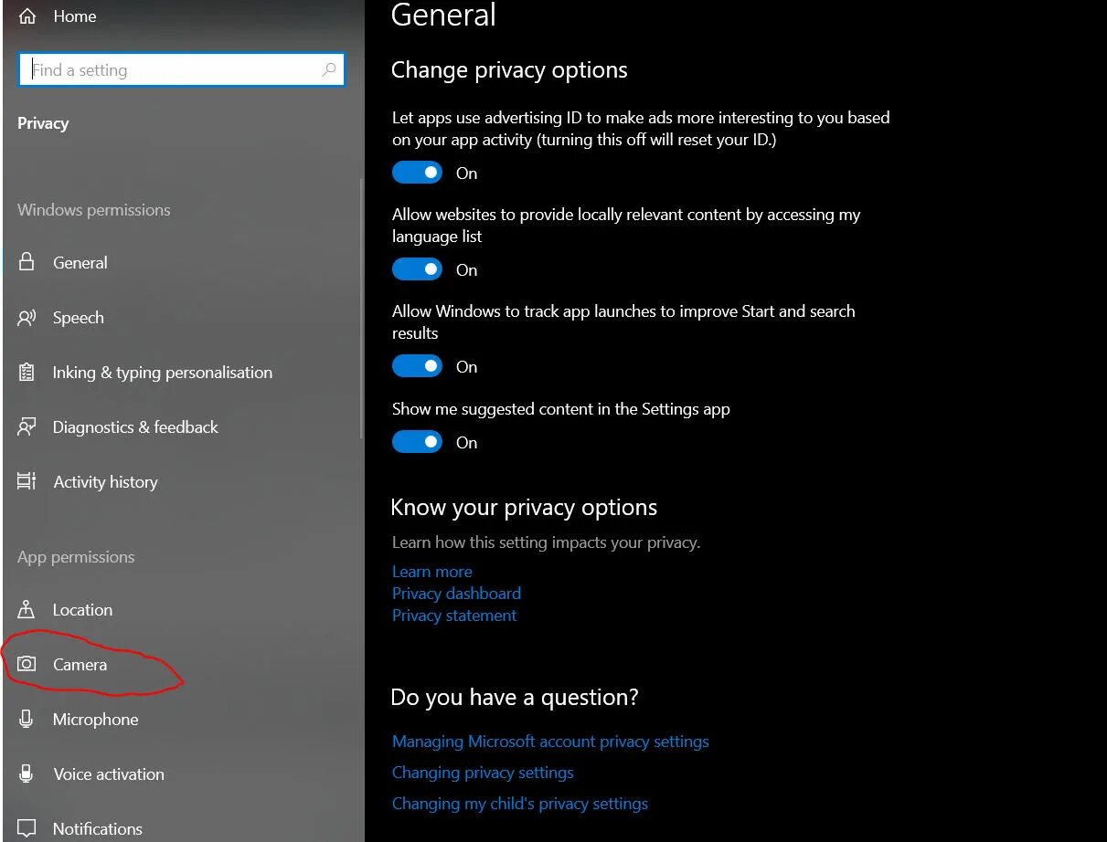 Enable camera. How to connect an microsoft camera.