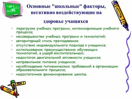 Школьные факторы риска здоровья