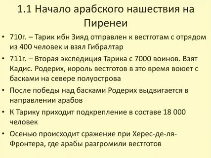 Таблица арабские завоевания