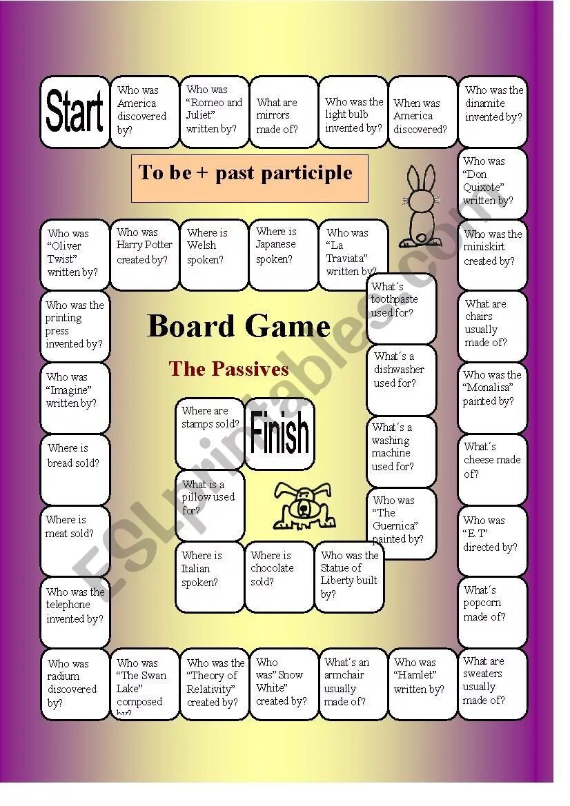 Present simple passive speak. Passive Voice boardgame. Passive Board game. Passive Voice Board game. Present Passive Board game.