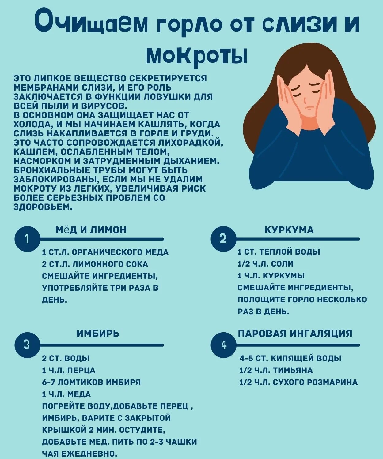 Постоянная мокрота причины. Очищаем горло от слизи и мокроты. Как избавиться ТТ макроты.