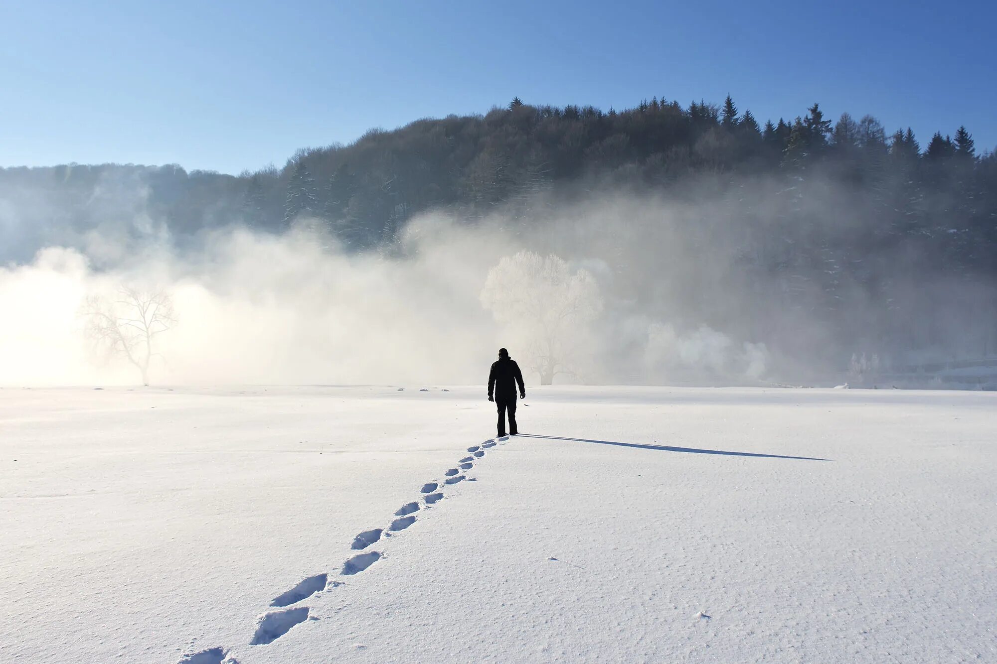 Следы уходящих людей. Человек идет по снегу. Снежное поле. Одинокие следы на снегу. Человек уходящий по снегу.