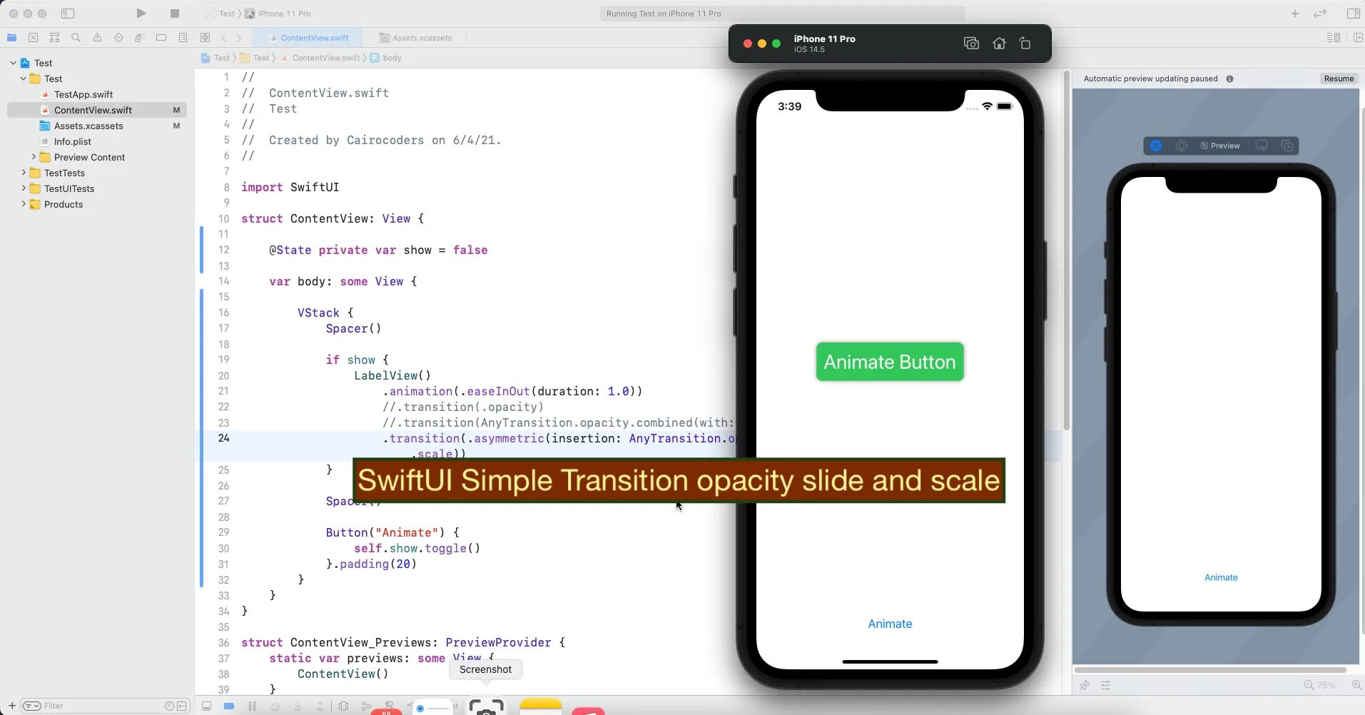Swift test. Transition scale. uitabbar. transition tab. swiftui chart.