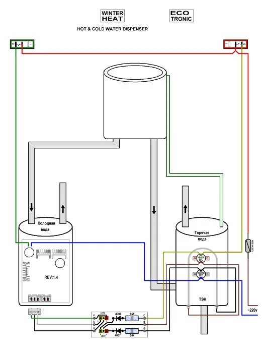 Принцип кулера. Схема подсоединения бака нагрева кулер для воды. Принципиальная электрическая схема кулера для воды. Устройство водяного кулера схема. Схема подключения кулера нагрева воды.