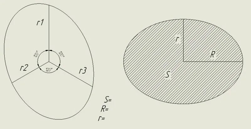 как найти точку на окружности. построение в два круга. радиус по 3 точкам. звезда радиус 3 см. шар и сфера задачи.