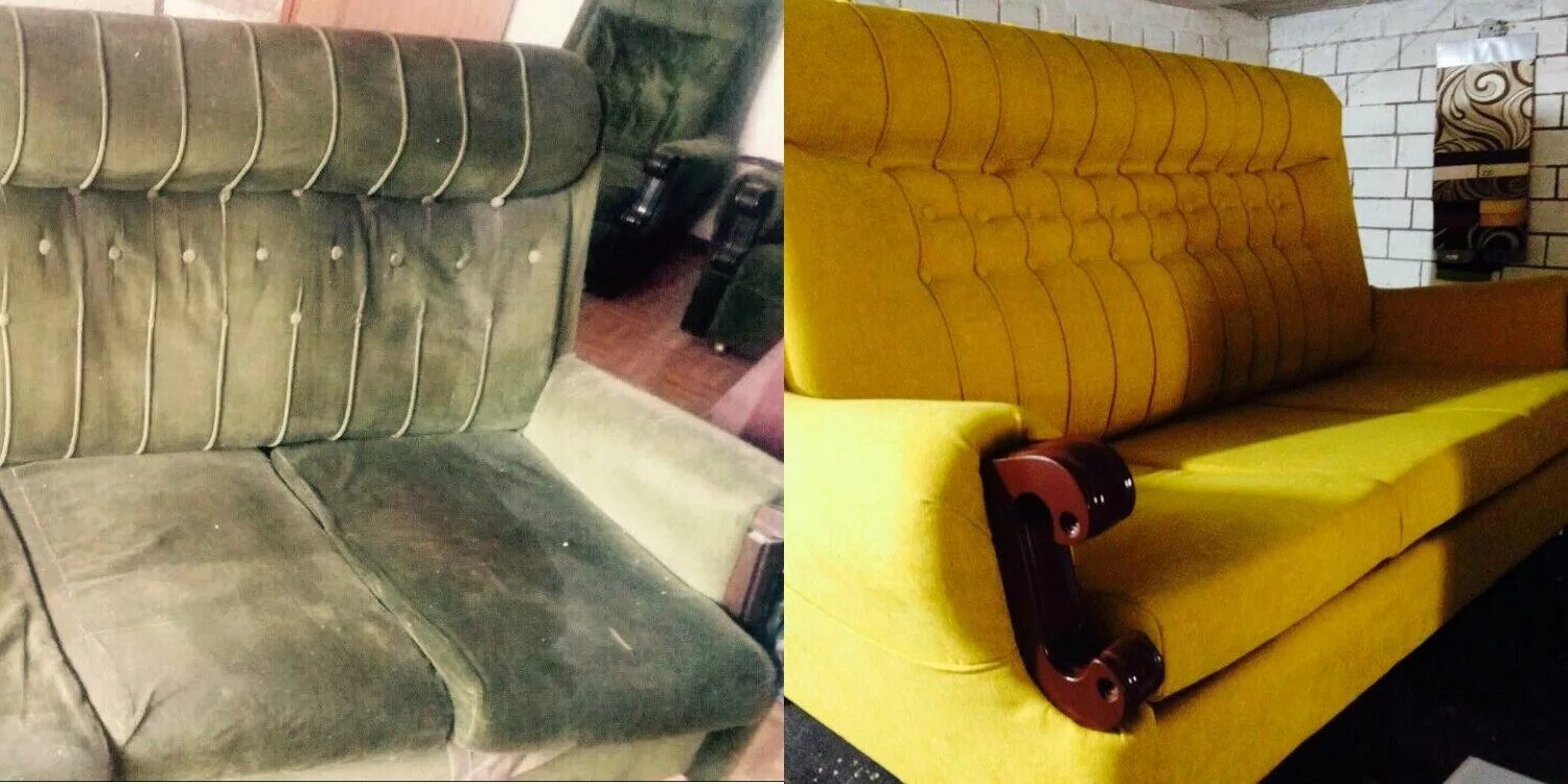 Как в домашних условиях обтянуть. Переобивка дивана. Мягкая мебель до и после. Диван после перетяжки. Обшивка дивана до и после.