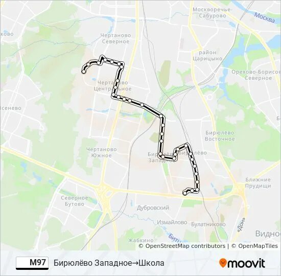 905 автобус маршрут москва. Маршрут автобуса м 97 в Бирюлево Западном. М97 маршрут автобуса. Автобус Бирюлево. Автобус 97 СПБ маршрут на карте.