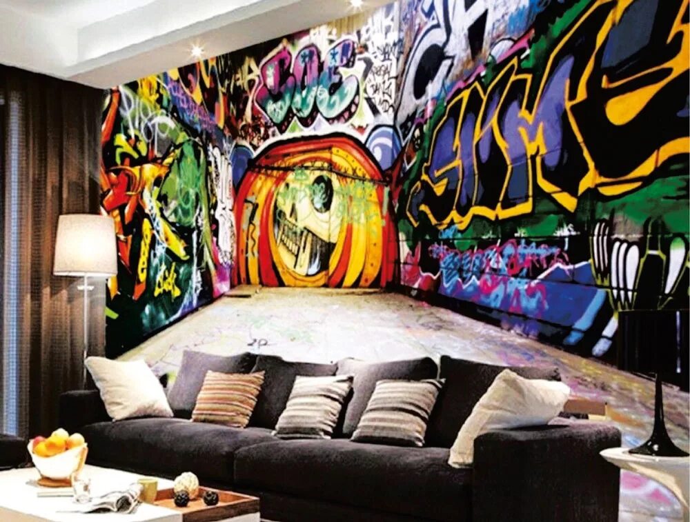 Роспись стен на кухне. Разноцветные стены. Креативная роспись стен. Разрисованная комната. Расписанные стены.