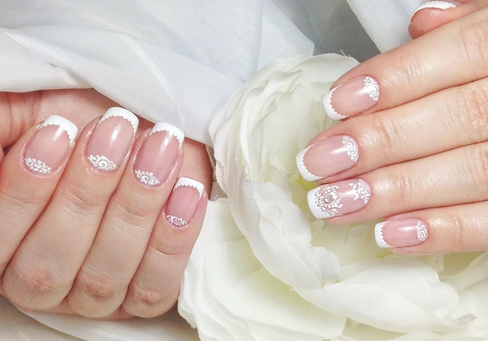 свадебный маникюр. нежный свадебный маникюр. свадебный маникюр для невесты френч. свадебные ногти. свадебный маникюр для невесты.