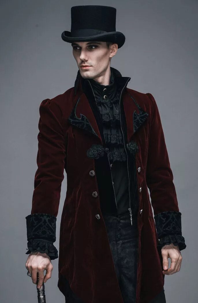 Longue veste steampunk homme tissu rayé noir et marron PUNK RAVE Steampunk kleid