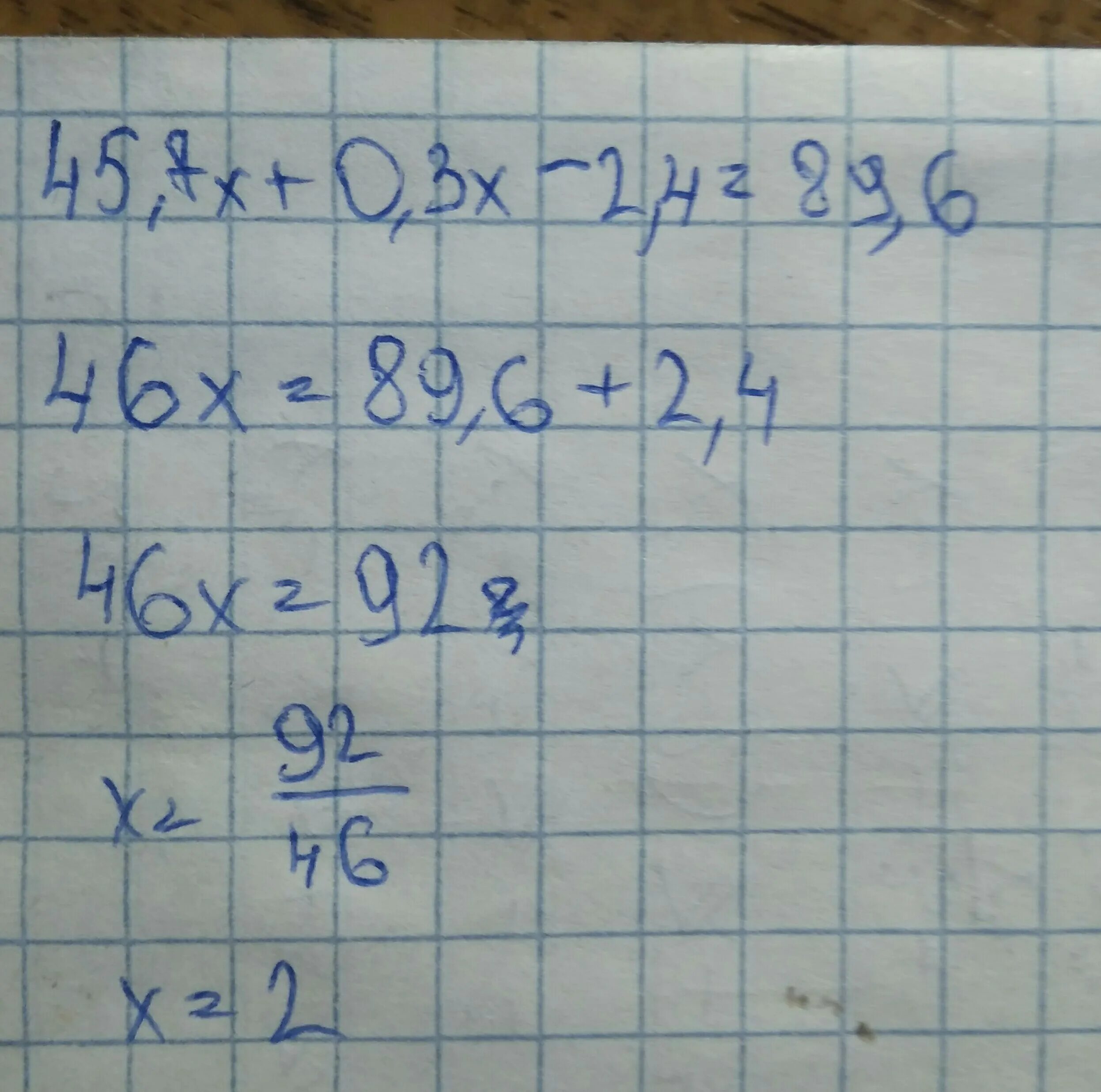 45 7 ответ. 45.7Х+0.3Х-2.4 89.6 решение. Решите уравнение 45.7х+0.3х-2.4 89.6. 45 7х+0.3-2.4 89.6. 45 7х 0 3х-2 4 89 6.