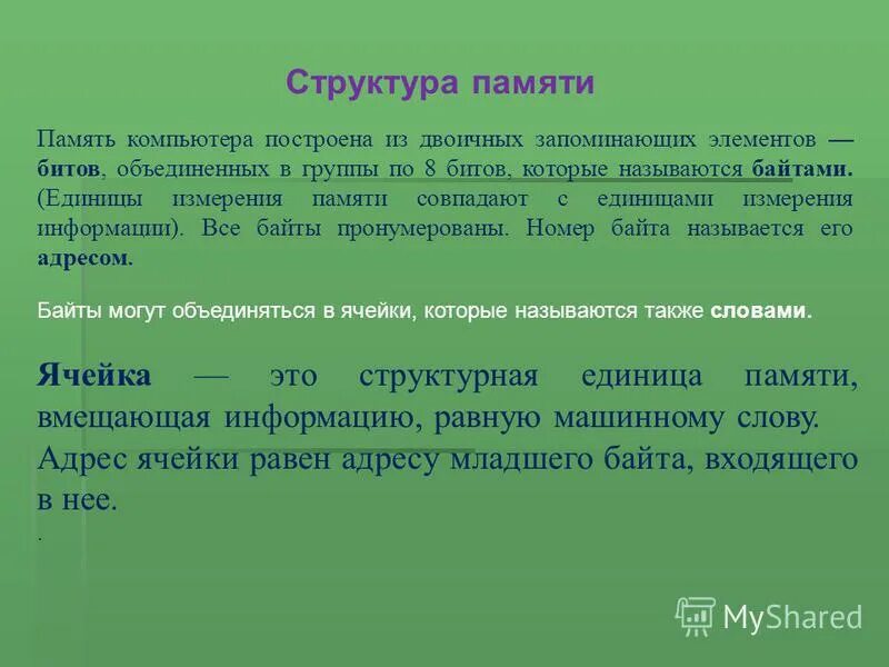 Память структура памяти. Основные регистры. Структура данных в памяти компьютера. Внутренняя память компьютера схема. Состав внешней памяти пк.