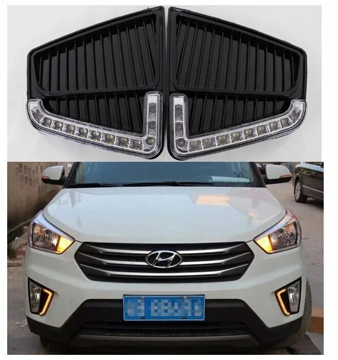 Ходовые огни Hyundai Creta. Creta 2016 светодиодные ДХО. Дневные ходовые огни Hyundai Creta.